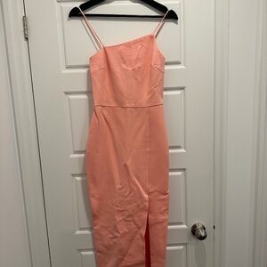 Billy J Dress - PEACH ASYMMETRICAL DRESS WITH SLIT